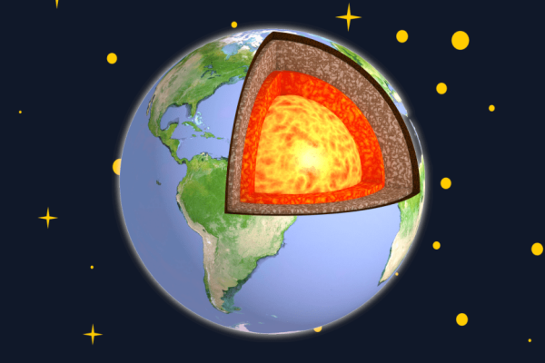 Earth illustration with core exposed